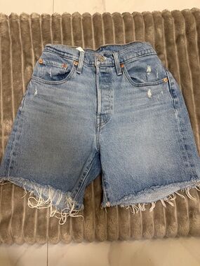 Signature by Levi Strauss Light Blue Distressed Denim Cutoff Shorts